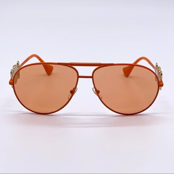 NEW VERSACE VE2249 1485/74 AVIATOR SUNGLASSES VERSACE MOD 2249 ORANGE AVIATOR - Picture 6 of 15
